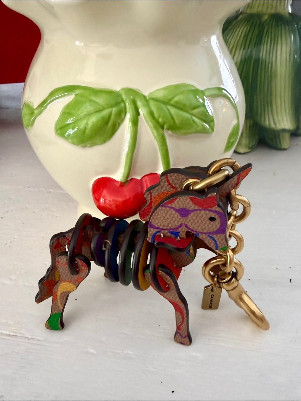 Coach Multicolor Leather Horse Charm/Keychain with Gold Hardware - Picture 8 of 9